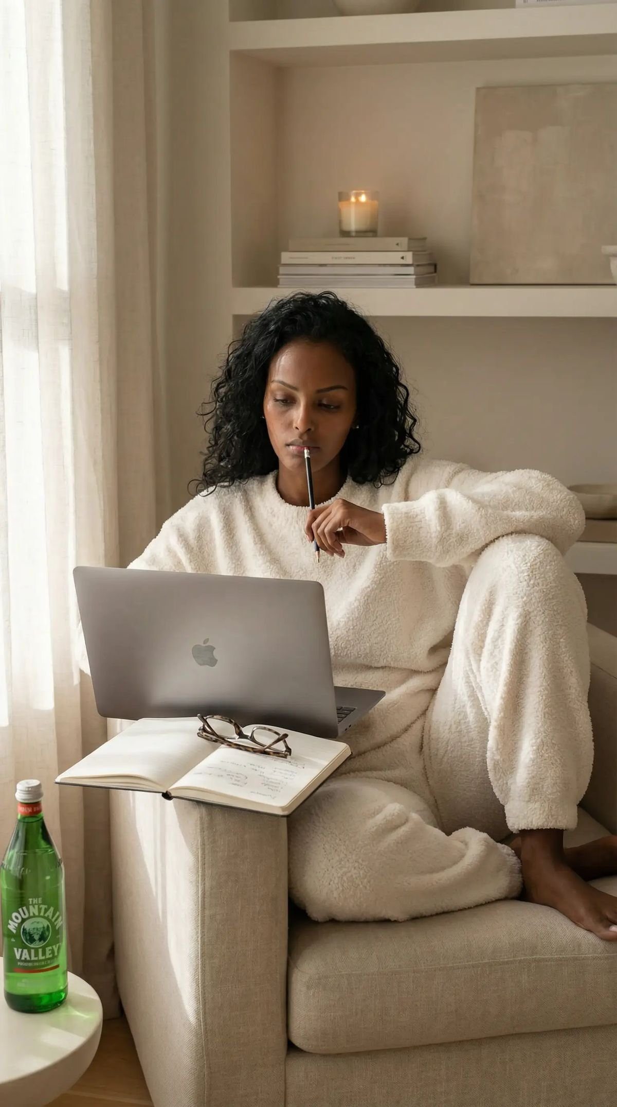 Quiet workspace set up for a virtual individual therapy session